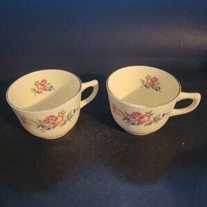 Scio Pottery "Hazel" pattern tea/coffee cups, Set Of 2. Vintage 1940’s